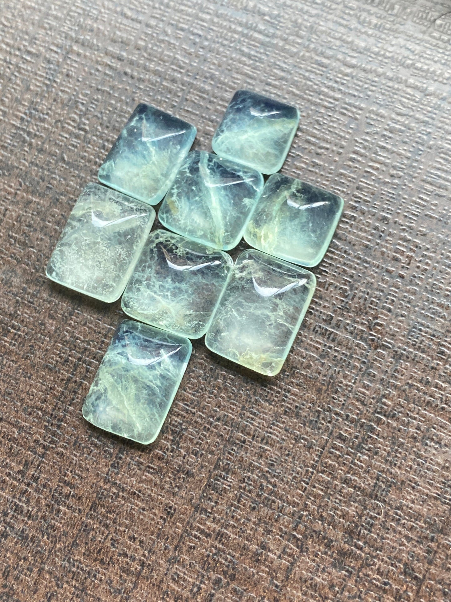 Rare sea green fluorite sugar loaf cabochons wholesale lot wt  cts pcs 8 size  green fluorite  sugarloaf cabochons