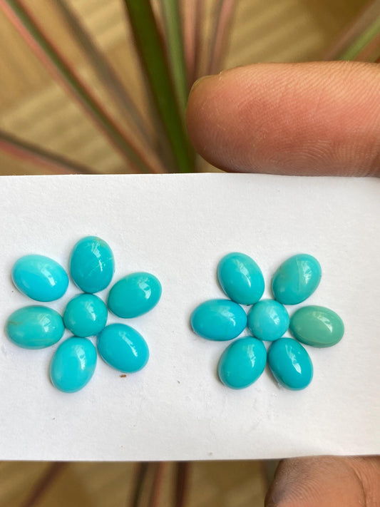 Rare Arizona mines Turquoise oval cabochons earrings supply natural smooth polished pcs 14 wt 14 carats 6.5mm-7x5mm  turquoise cabochons