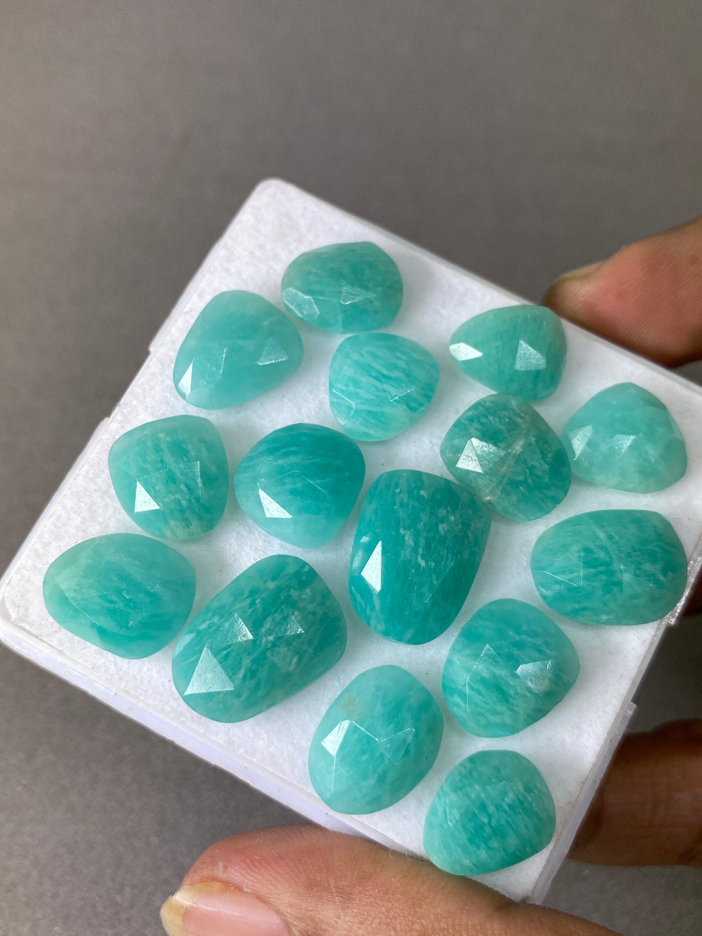 Splendid amazonite rosecut flats fine quality weight  92 carats size 12x10mm-17x12mm pcs 15 good quality rosecut amazonite