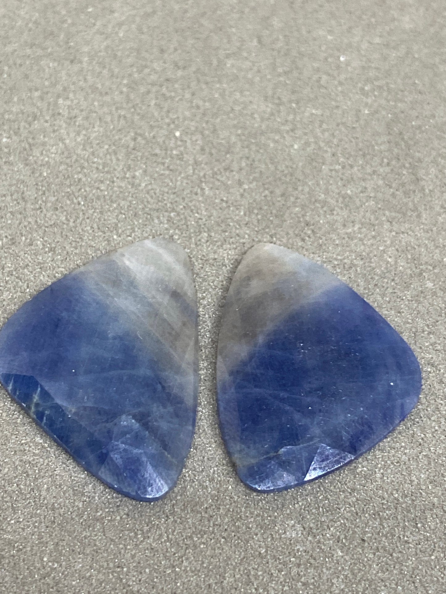 Wow rare bicolor Natural fancy huge sapphire unheated rosecut fancy matched pair wt 31 cts pcs 2 size 28x20mm blue sapphire rosecut