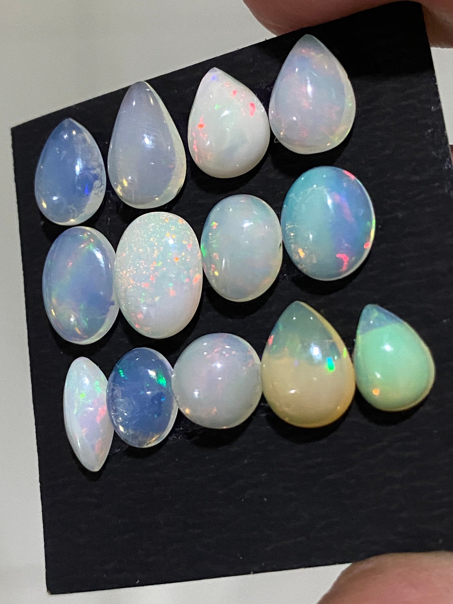 Dazzling Ethiopian opal cabochons Welo opal cabochons wt 15 cts pcs 13 size 8.5x6.3mm-11.3x8.5mm opal fire natural opal cabochons