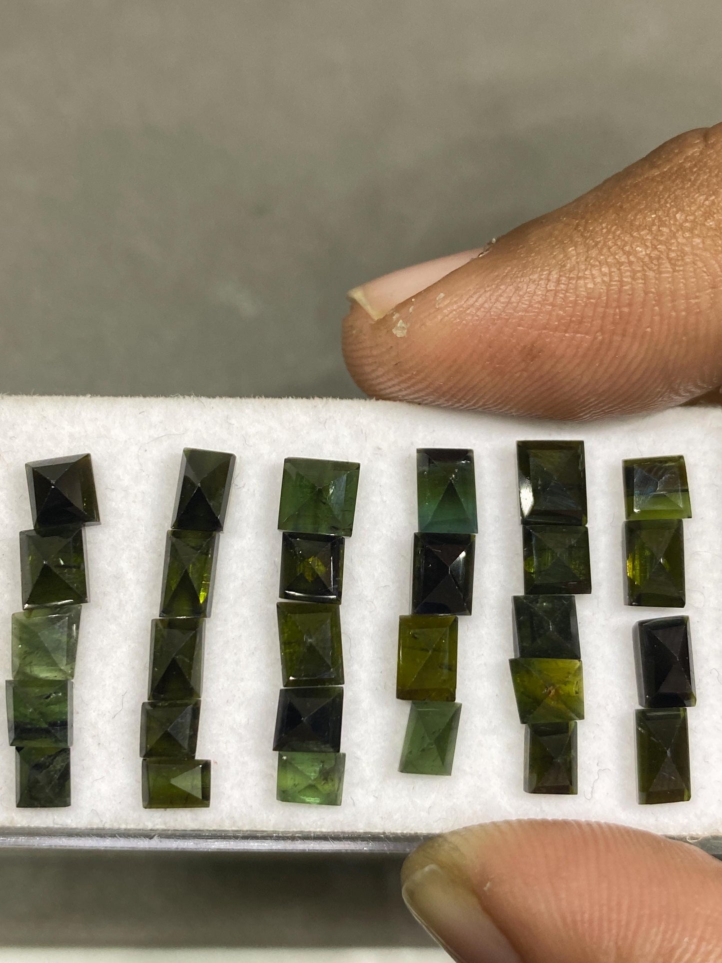 Ravishing Rare Green tourmaline sugarloaf step cuts weight 16.50 cts pcs 28 small size  6x2mm-9.6x3mm tourmaline stepcut sugar loaf flatback