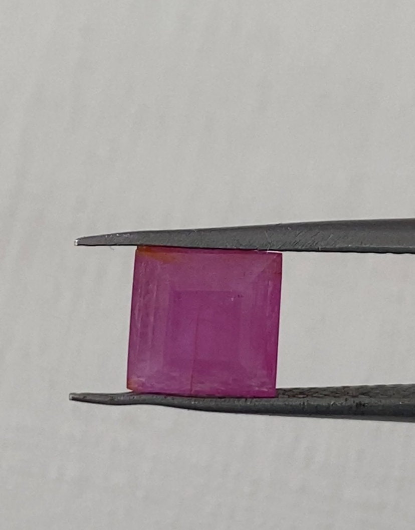 Rare Natural Mozambique ruby square  cut ring size 6.8x6.7mm small pendant size weight 1.40 carats Natural ruby square cut