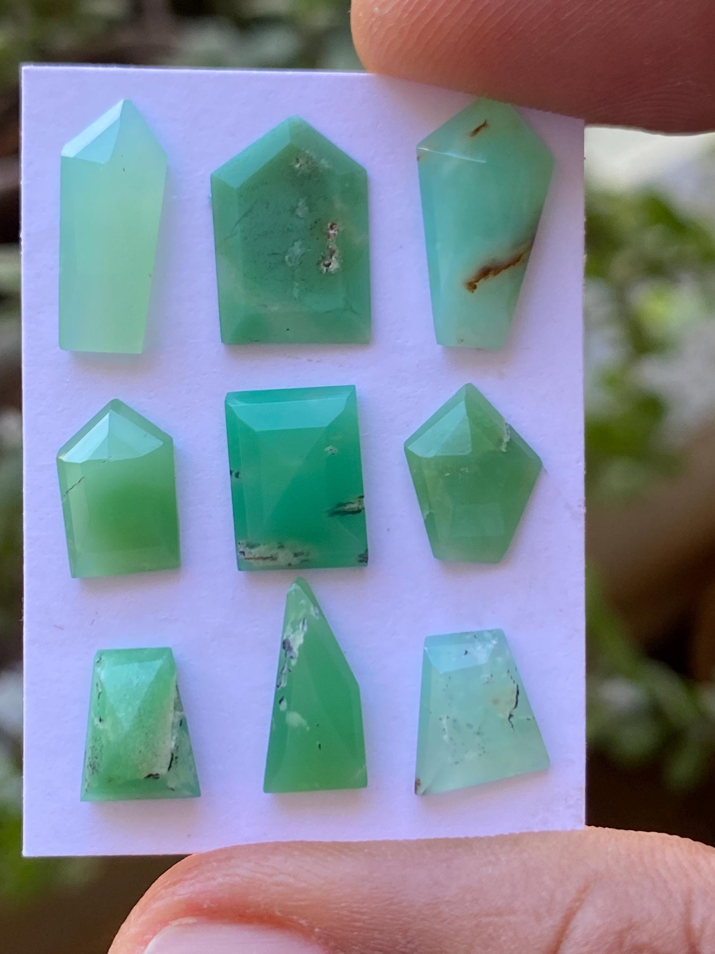 Vivacious chrysoprase  Geometric stepcut wholesale lot Pcs 9 weight 14 carats size  8.3x6.8mm-13.7x8.9mm chrysoprase stepcut