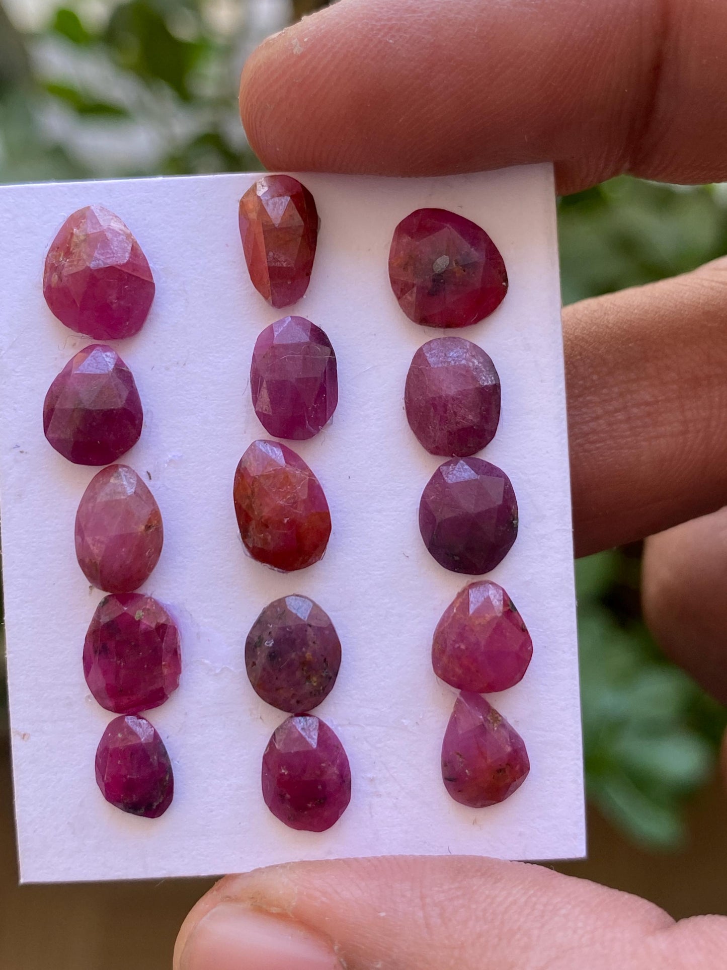 Ravishing Rare mozambique mines ruby pear rose cut wt 21.85 cts  pcs 15 size 7x5mm-9x7mm ruby rosecut flatbacks