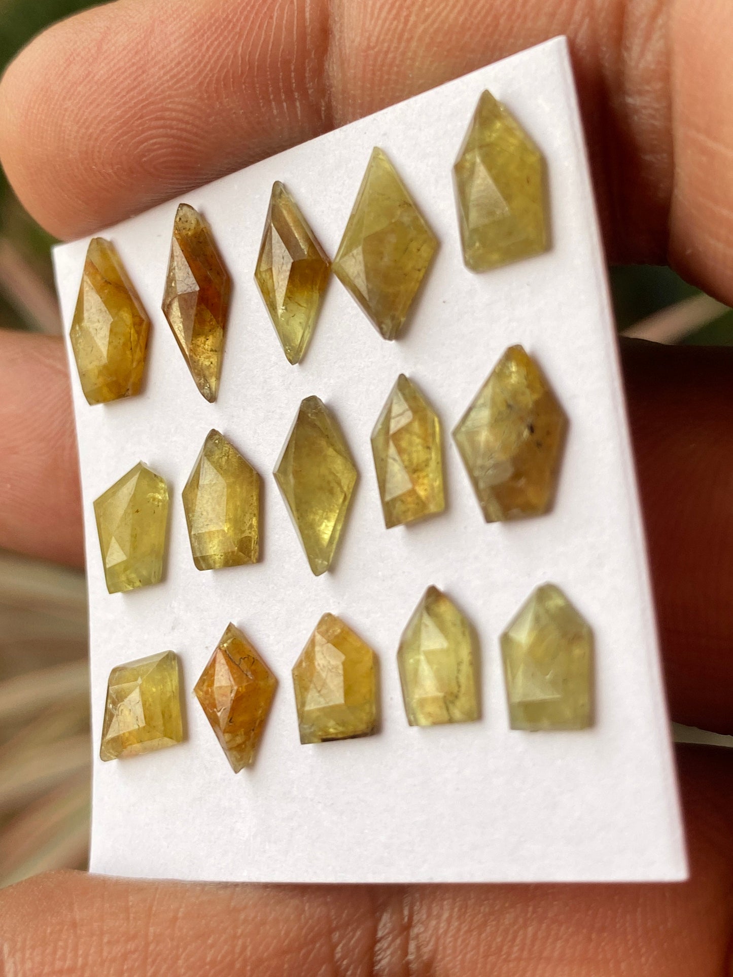 Mesmerising very rare Tanzania mines small yellow sapphire Bicolor geometric wt 17 carats pcs 15 size 7.3x5.5mm-11x6.5mm sapphire stepcut