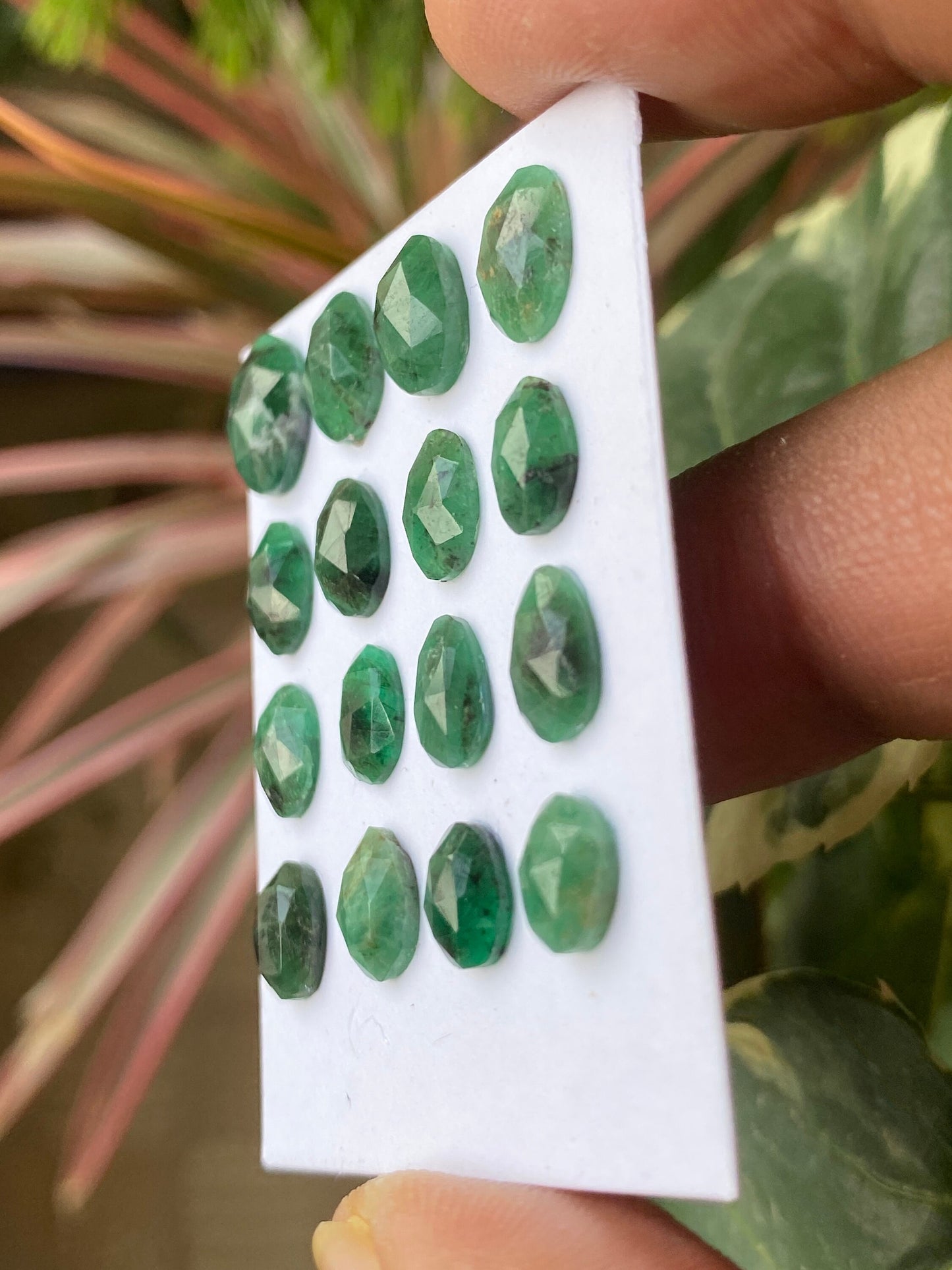 Gorgeous rare Emerald rosecut wt  cts size 7x5mm-10x7mm Pcs 16 natural emerald rosecut good color beautiful wholesale lot