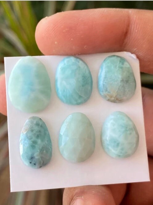 Larimar rosecut ovalish shape  natural Larimar rosecut cabochons Larimar jewelry supply