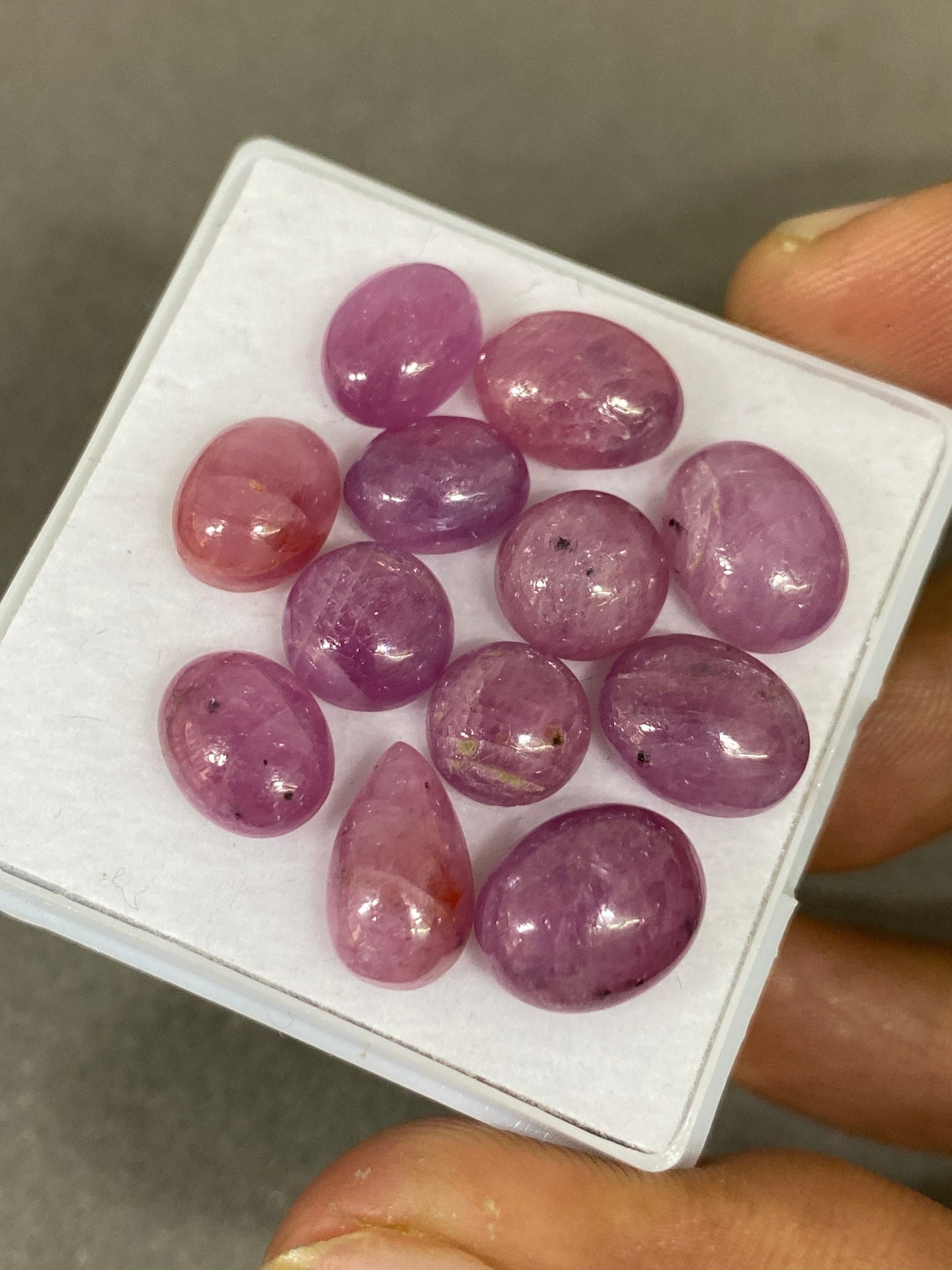 Nice rare natural pink sapphire cabochons smooth pcs 12 wt 44.20 cts size 9.3x7-11x9mm unheated untreated natural ruby lighter than picture