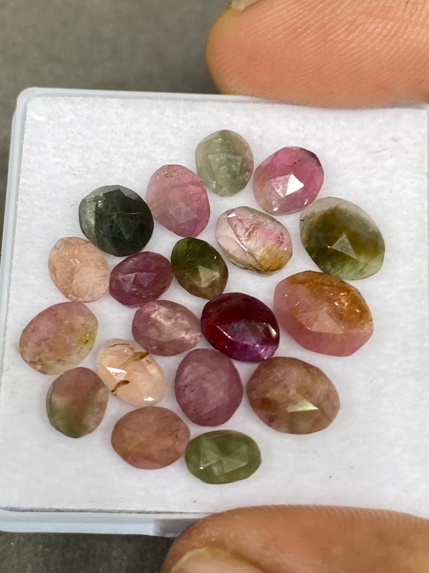 Bright Watermelon multi  tourmaline Rosecuts pink green tourmaline green wt 17.50 carats size 6.4x4mm-9.6x7mm Pcs 19 rosecut tourmaline lot