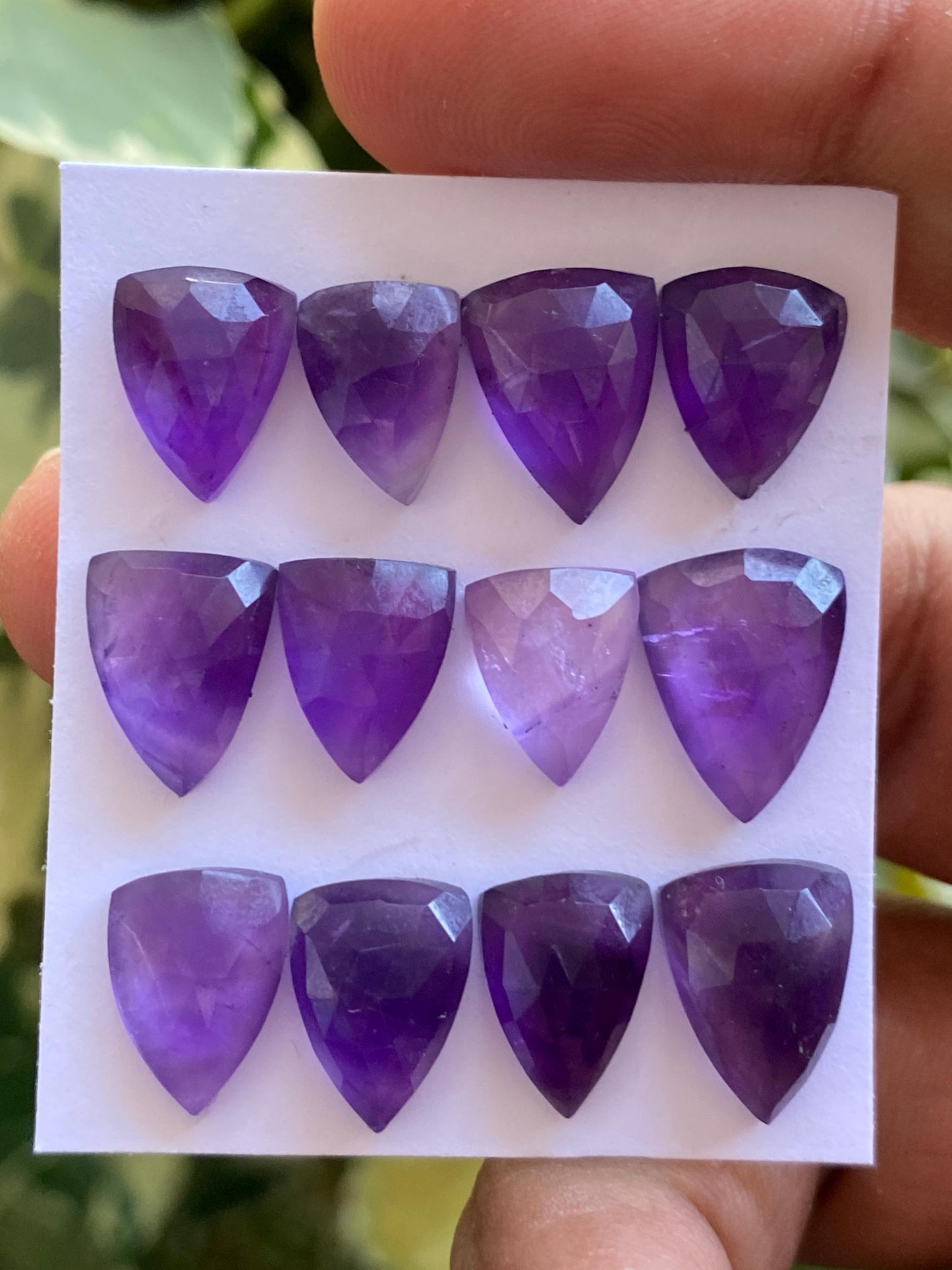 Awesome rare amethyst rosecut fancy shield shapes amethyst pendant supply weight 40.65 carats pcs 12 size 11.5x9mm-13x10mm rosecut amethyst