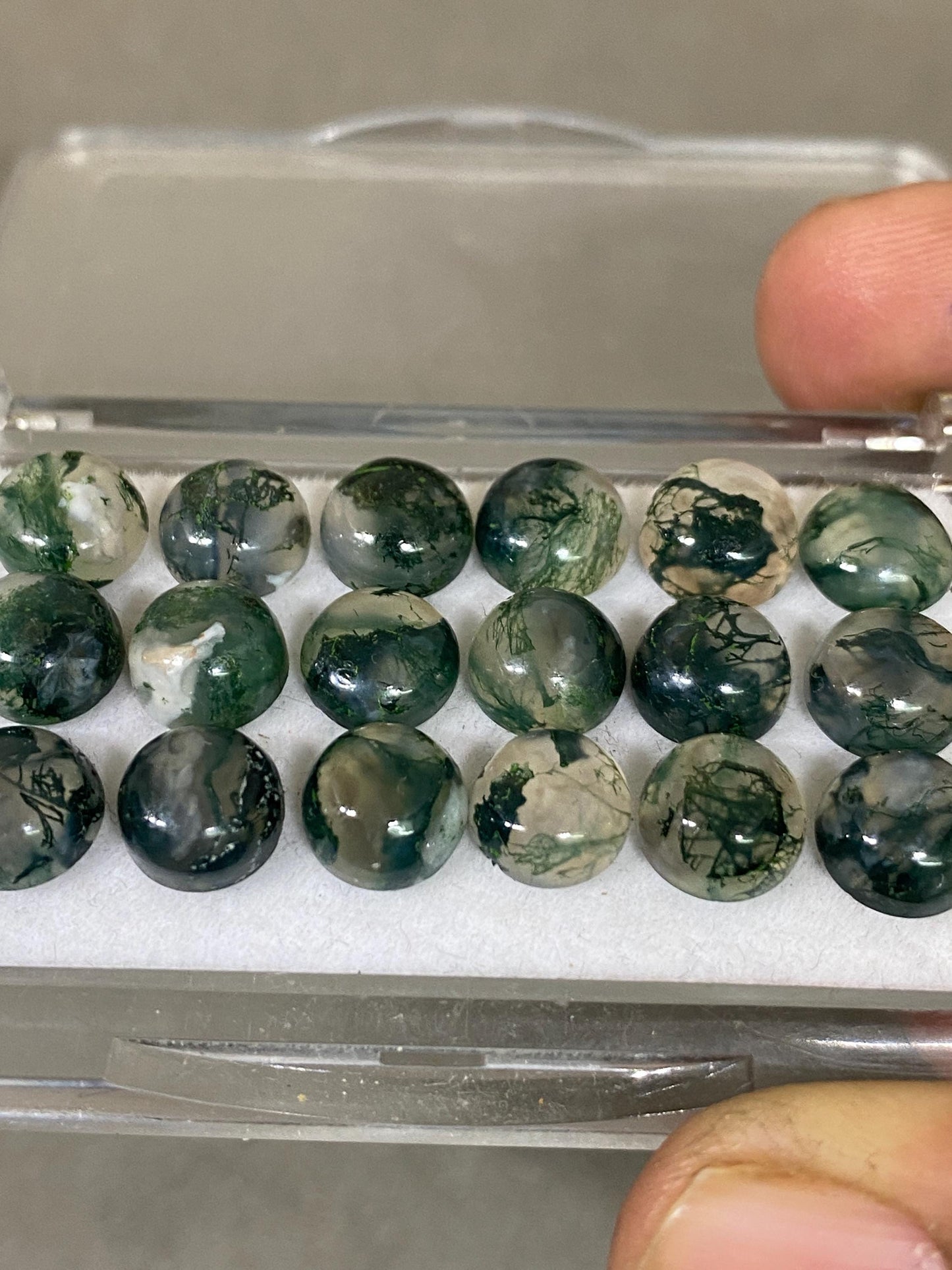 Stunning Rutiliated multi agate moss agate round cabochons flats wt 41.70  carats size 8mm pcs 18 smooth Round gems fancy agate