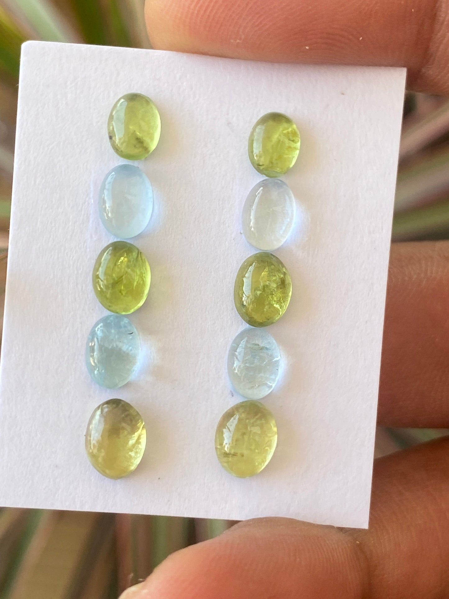 Dazzling rare Aquamarine peridot Fine quality cabochons earring supply  pcs 10 wt 11 carats Size 6.4x5mm-7.7x5.7mm aquamarine cabochons flat