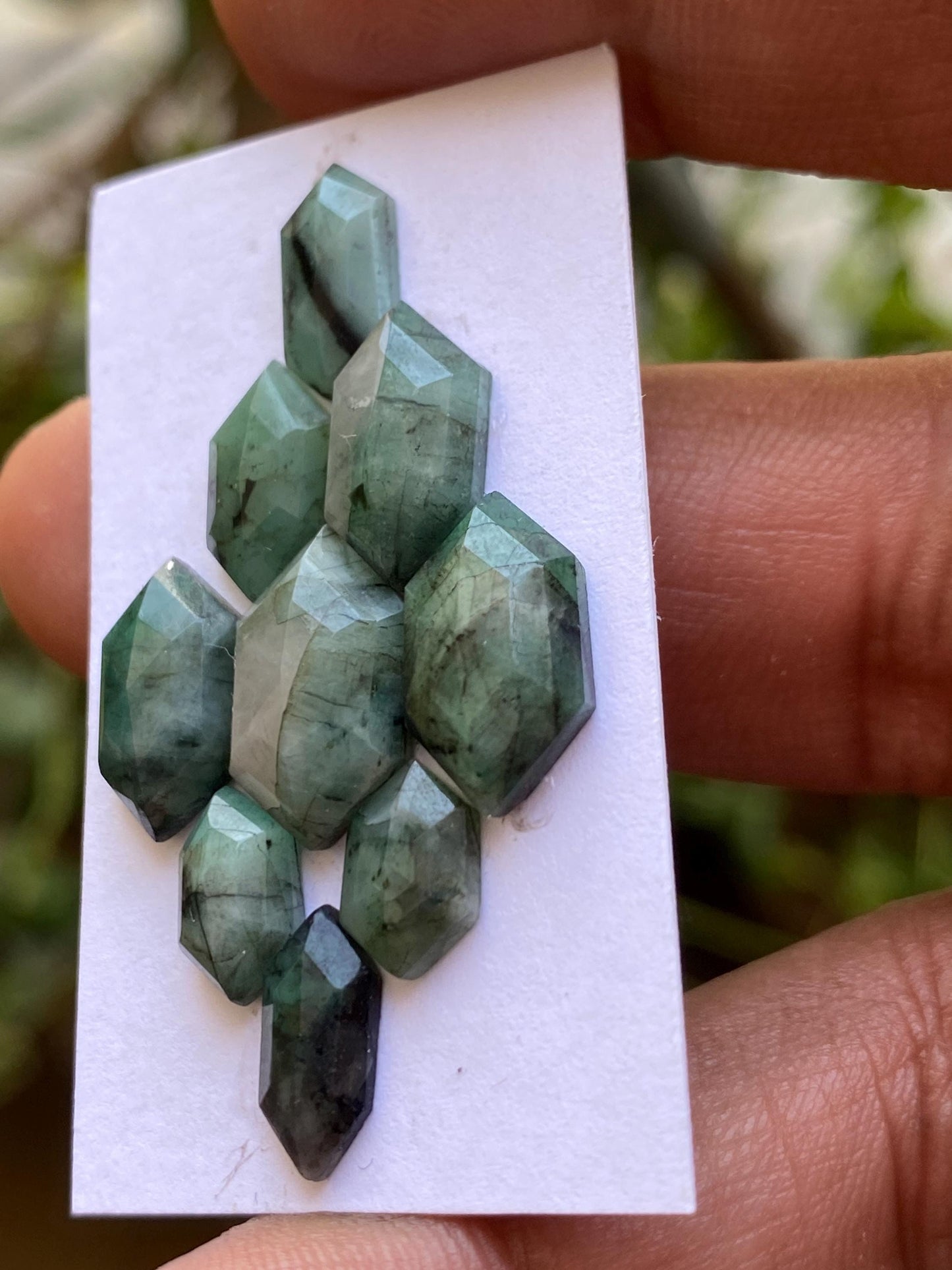 Wow Natural Emerald hexagon geometric cut size 9x6mm-15x9mm wt 22.35 carats  natural Emerald Step cut geometric pcs 9 wholesale lot