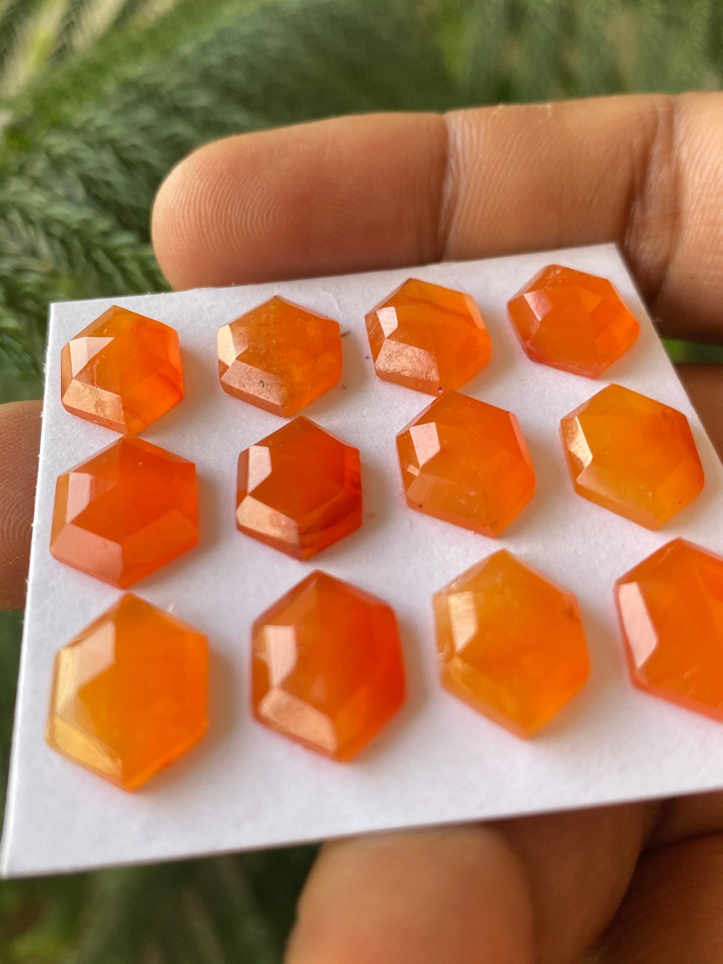 Marvellous carnelian hexagon step cuts wt 43 carats  pcs 12 size 14x9.7mm Carnelian  stepcut hexagons