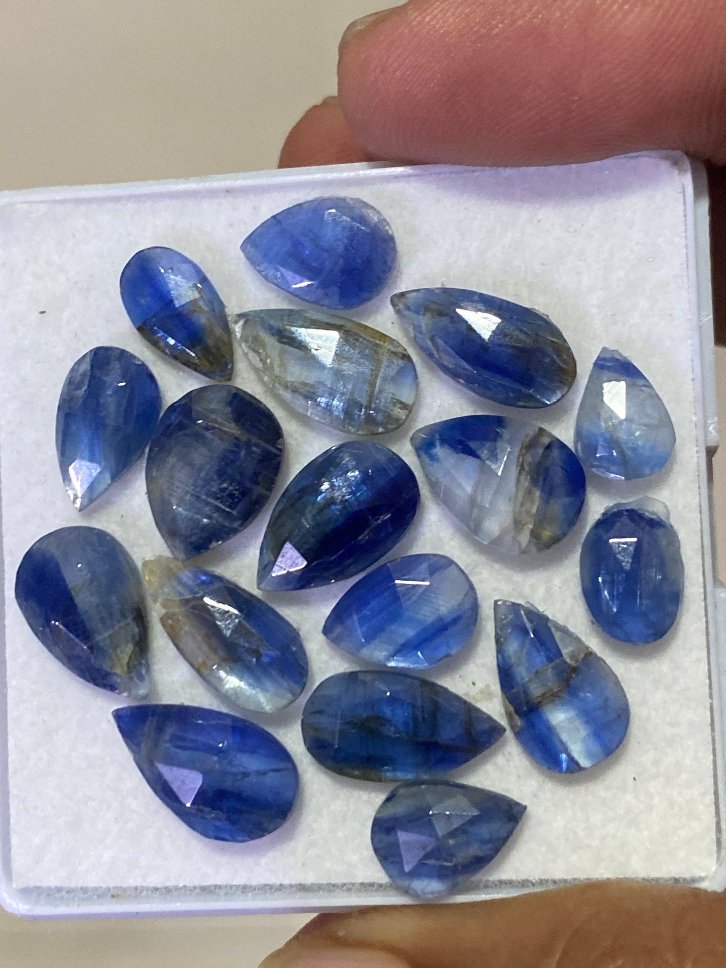 Mesmerising rare blue Kyanite rosecut pear flats fine quality  wt 39 carats pcs 17 size 8x6-13x7mm good quality rosecut kyanite