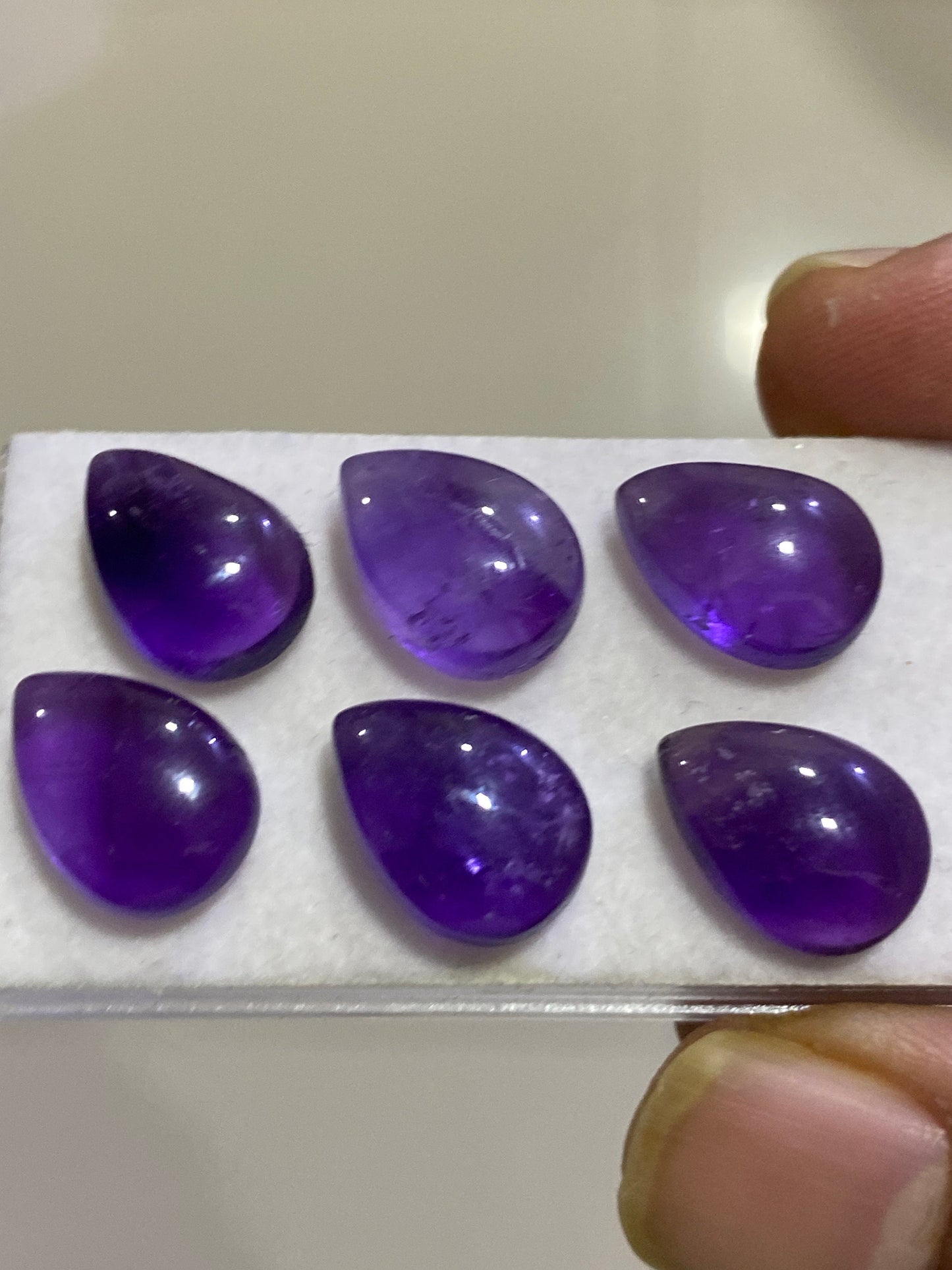 Amethyst pear cabochon natural amethyst pcs 6 wt 35 carats size 14x10mm amethyst cabochon pear