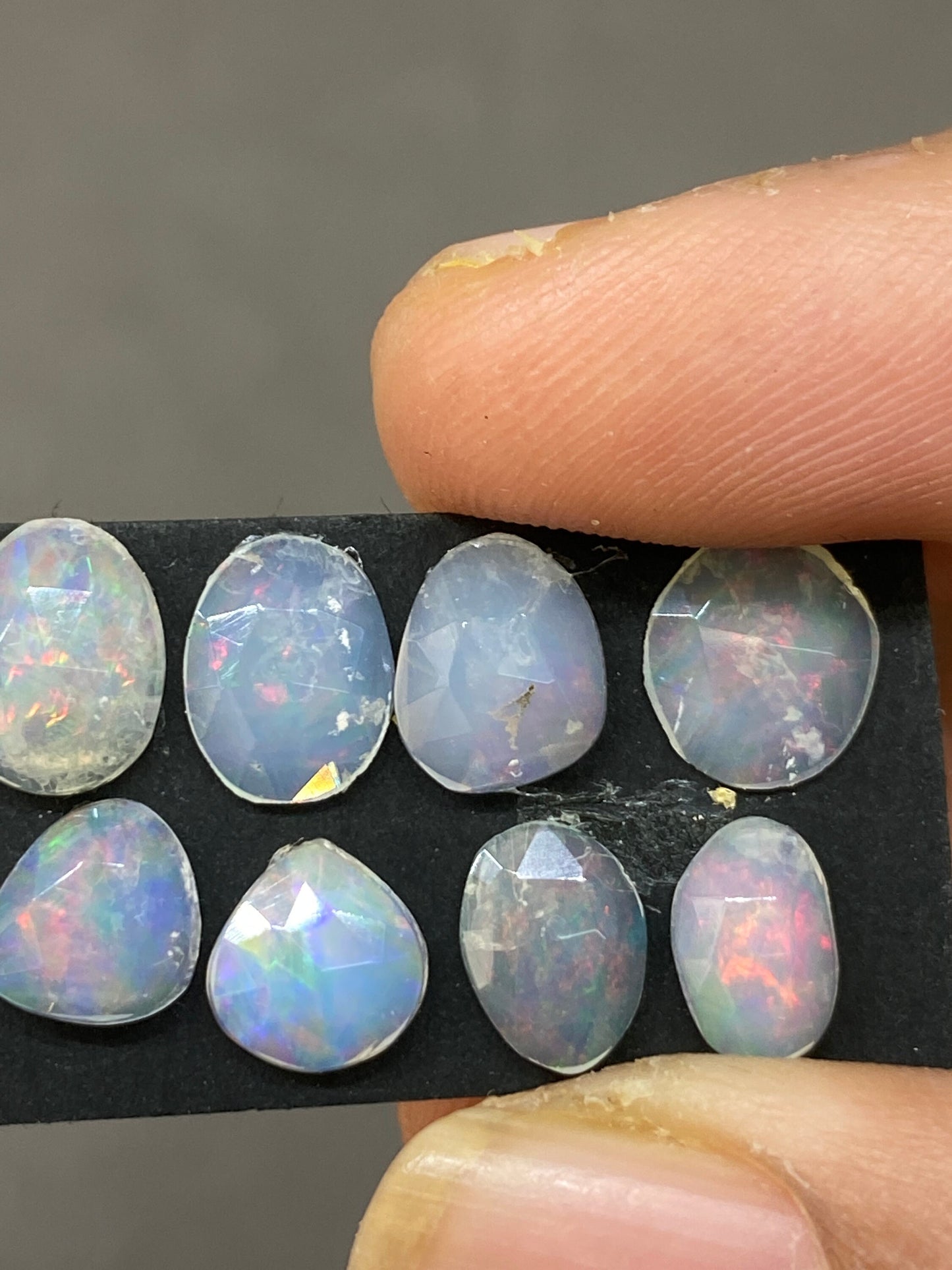 Scintillating blue green multi fire Ethiopian opal rosecut Welo opal rosecut aaa quality wt 4.5 cts pcs 8 size 7x6mm-9x7mm rosecut fire opal