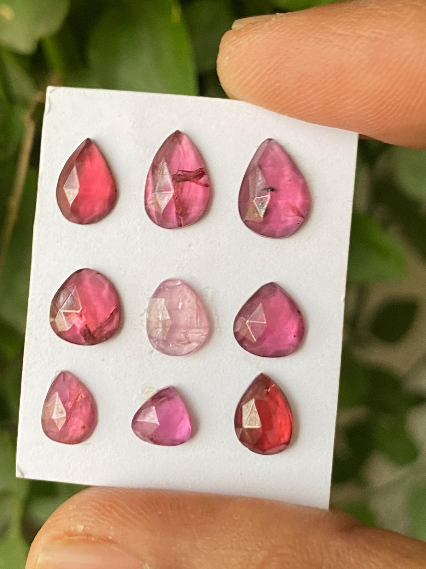 Rhodolite pink garnet Rosecut size 6.5mm-10.6x7.2mm wt 14 cts pcs 9 lovely pink garnet Rosecut rhodolite garnet slices