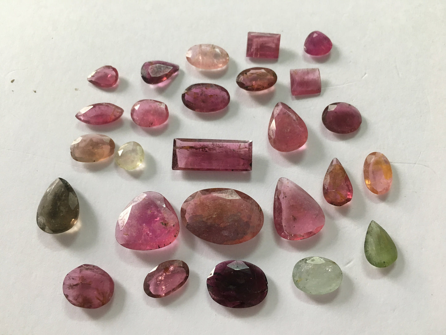 Rare natural tourmaline flat cutstones weight 35.30 carats lightweight jewelry supply tourmaline flat cut mix shapes 7.1x5-16.5x11.2 mm