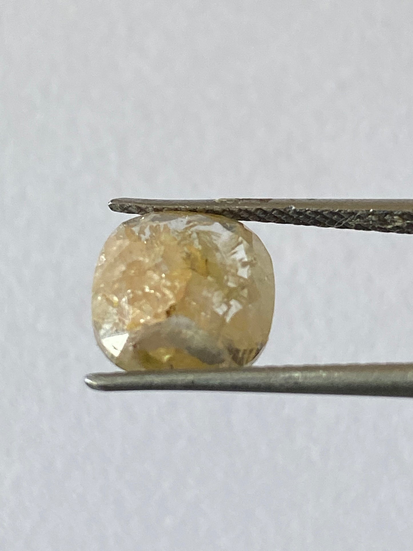 Rare yellow fancy diamond cushion rosecut size 9mm weight 3 carats beautiful bicolor yellow diamond rosecut