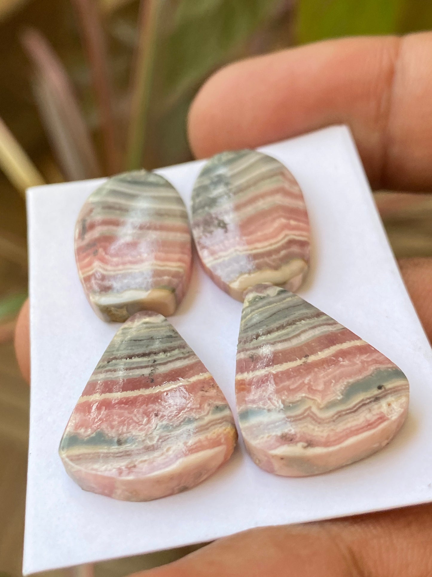 Stunning Rhodochrosite cabochons lot beautiful designer fine quality weight 60 carats pcs 4 size 21x13-22x16mm rhodochrosite cabochons