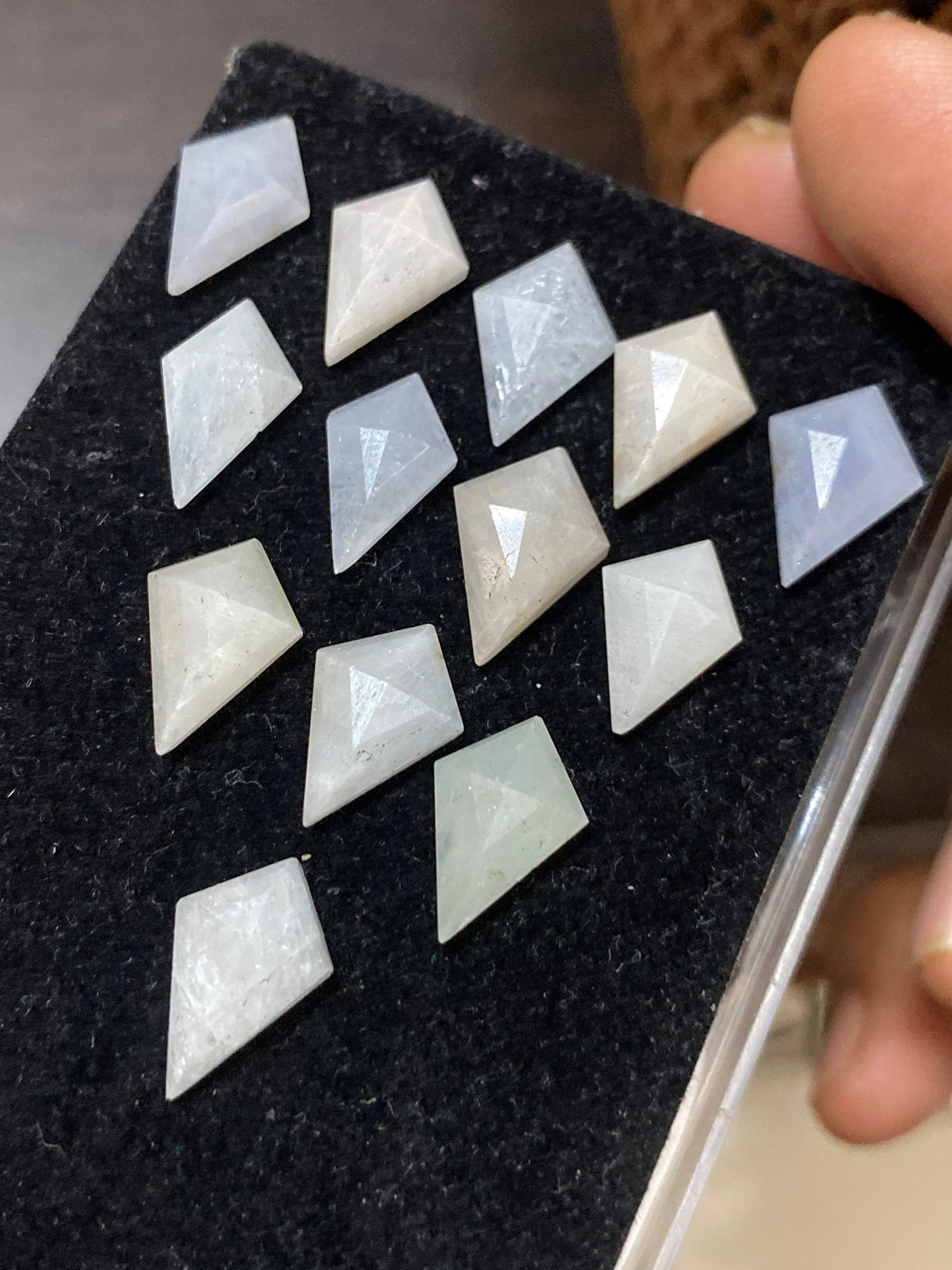 Fantastic Rare white multi sapphire kite step cuts weight 46 cts  pcs 13 size 14.8x8mm sapphire stepcut kite flatbacks