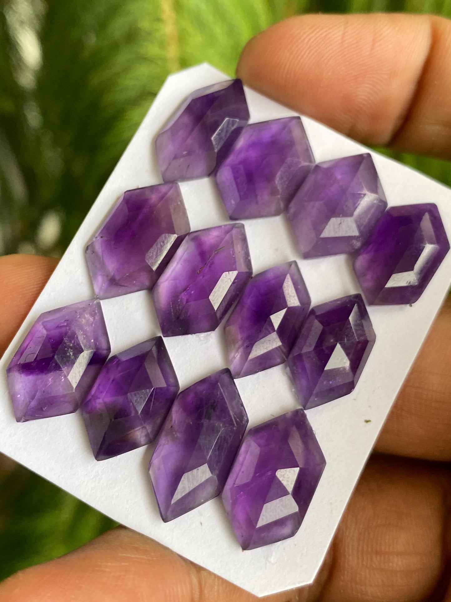 Fabulous amethyst hexagon stepcut gems weight 63 carats pcs 12 size 16x9-19x10mm amethyst hexagon stepcut gems