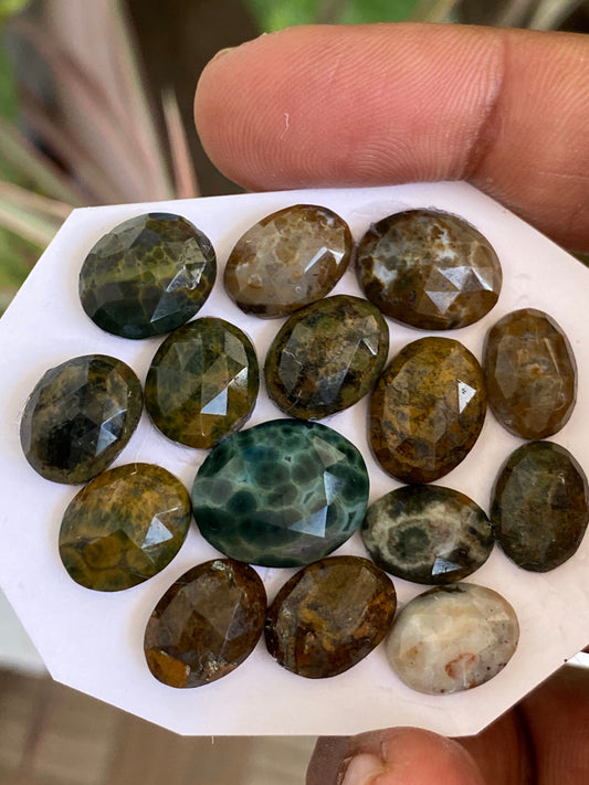 Fabulous fancy ocean jasper rosecut pear shape  fine quality pcs 17 wt 73 carats size 12x9-14x12mm amazing color fine quality