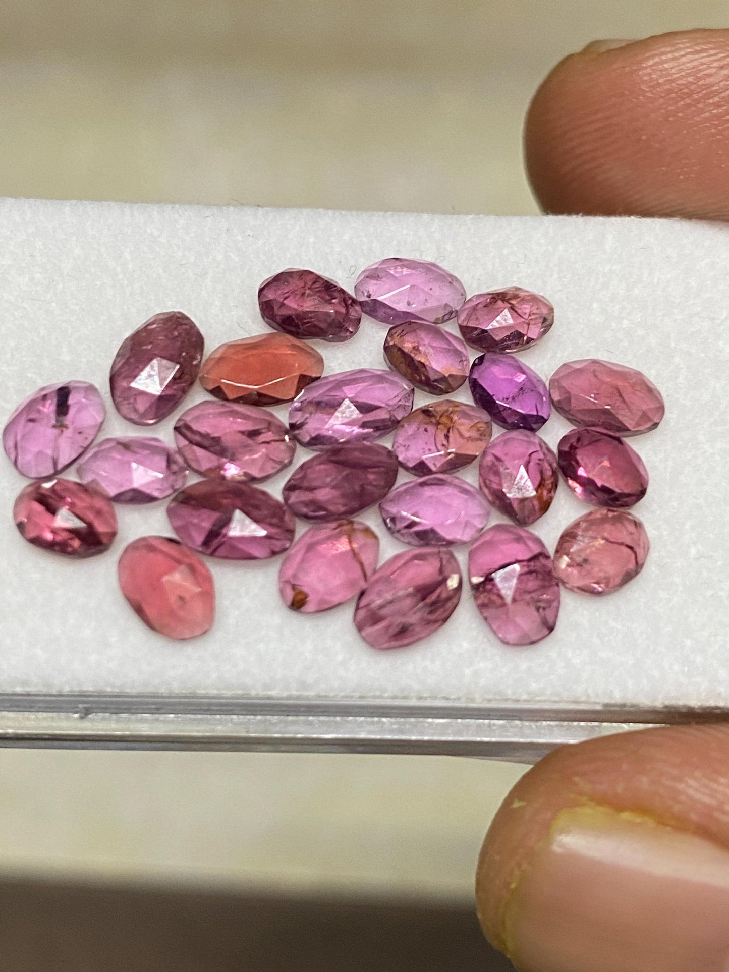 Rhodolite pink garnet Rosecut size wt 13.50 cts pcs 25 size 5.2x3.6mm-6.8x4.5mm lovely pink garnet Rosecut rhodolite garnet slices