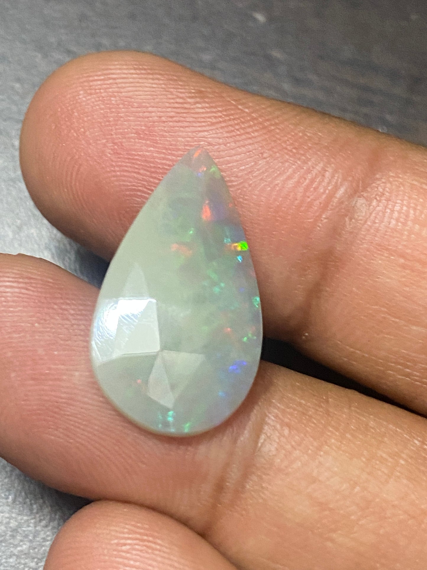 Dazzling single piece Ethiopian opal rosecut  Welo opal rosecut pear ring  21x12.5mm wt 4.5 cts  rosecut opal beautiful fire  opal rosecut