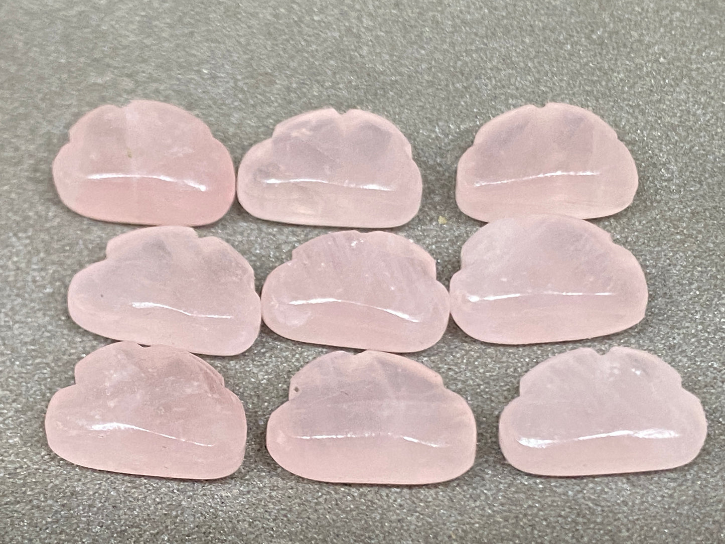 Natural Rose quartz  cloud smooth hand carved 12x8mm rose quartz clouds carving