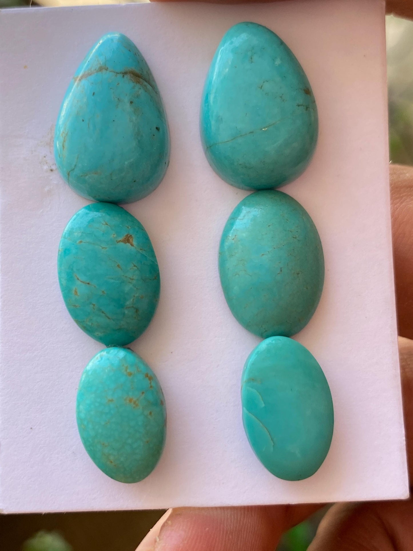 Lovely rare Arizona  mines Turquoise cabochons  natural smooth polished ovals pcs 6 wt 59.20 carats 15x10-28x17mm turquoise cabochons