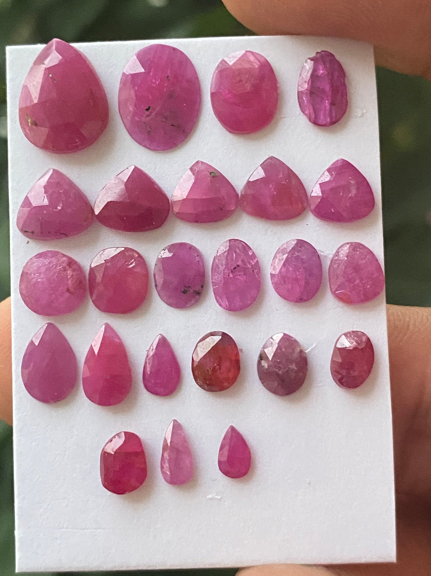 Beautiful natural unheated untreated  pink ruby rosecut flats amazing color mixed shapes wt 22 cts pcs 24 size 5.3x3.6mm-12.4x9.7mm ruby cut