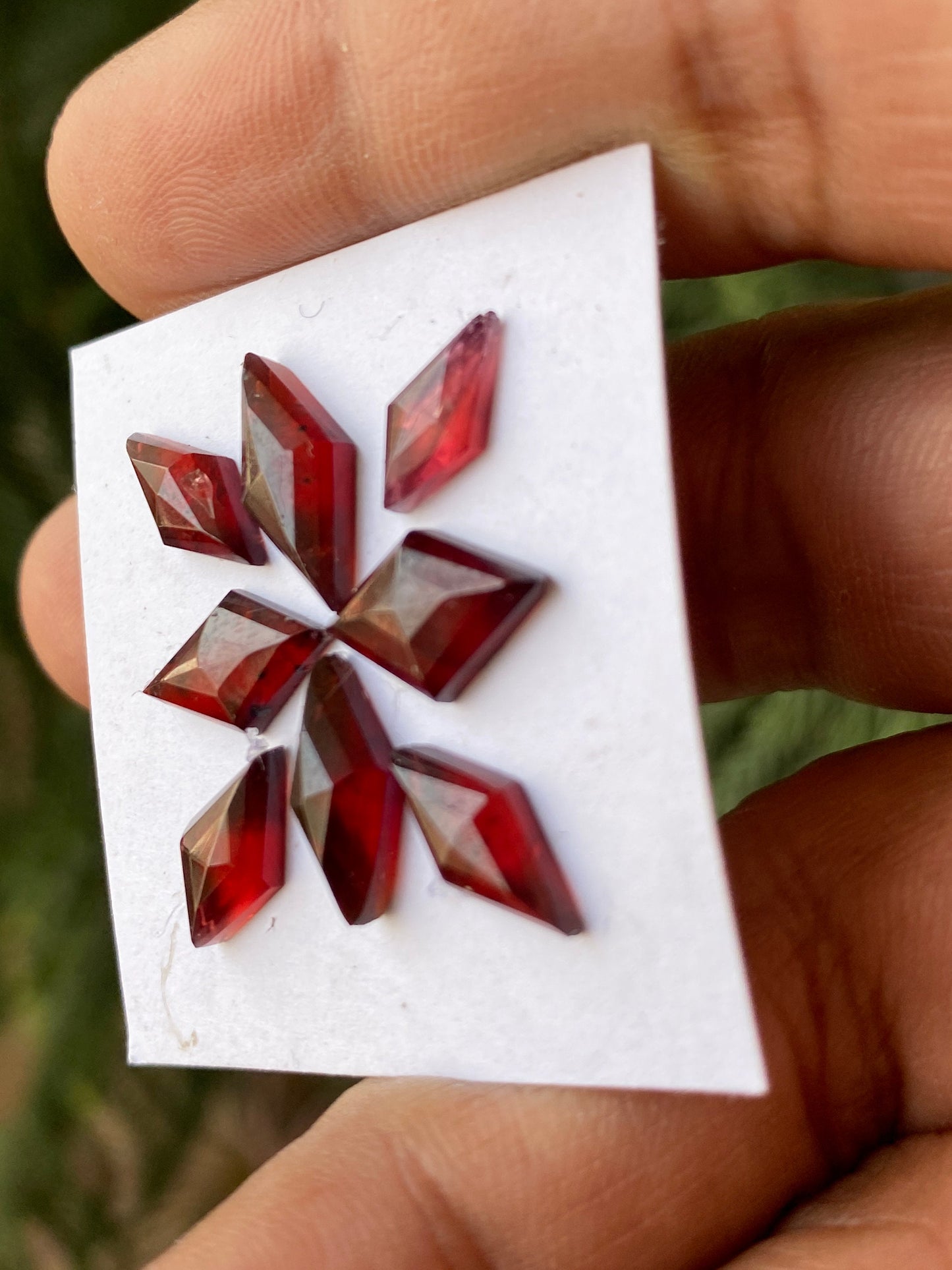 Mesmerising Red garnet diamond shape step cut aaa quality wt 15.40 cts pcs 8 size  9x5.5mm-14.5x6mm red  garnet stepcut diamond