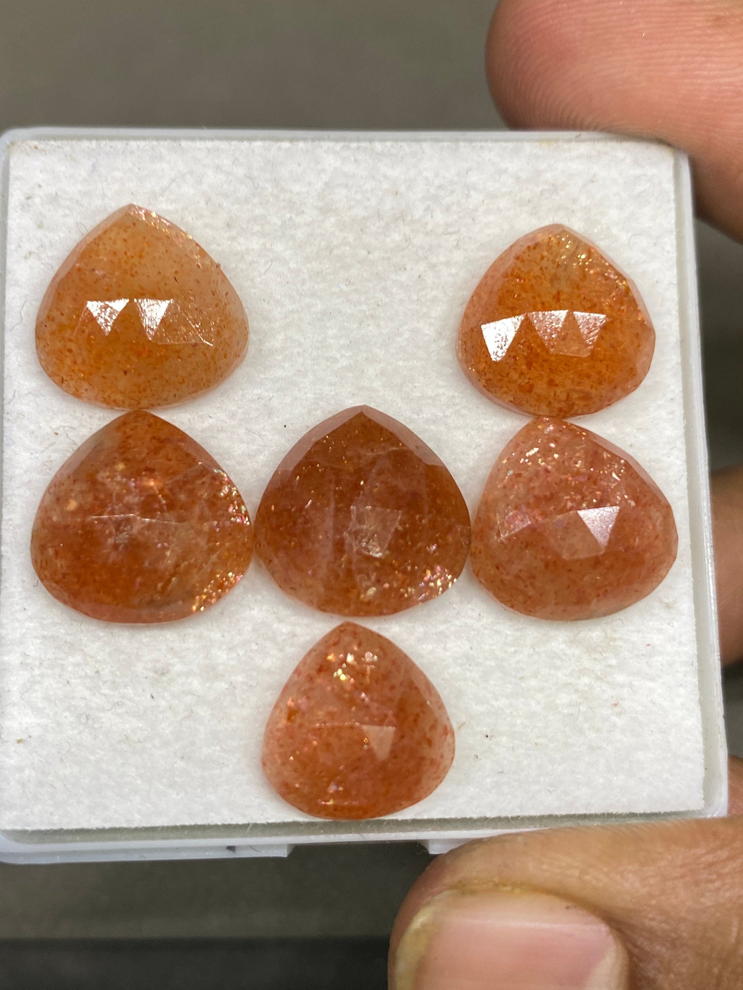 Fabulous rare sunstone heart shape rosecut  wt 40 carats pcs 6 big size 12mm-14mm  heart sunstone rosecut flatback gems