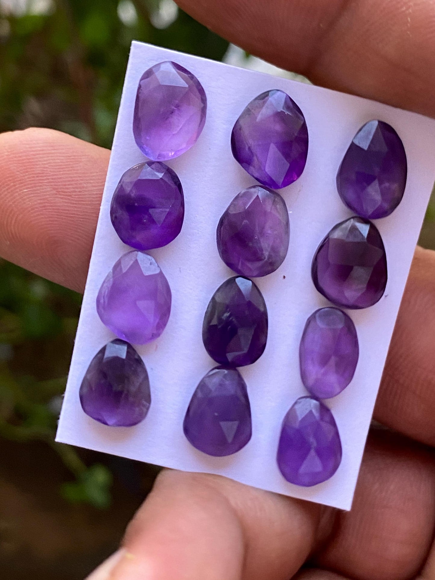 Nice amethyst rosecut flatback beautiful fine polish and cutting weight 30 carats size 10x8-21x9mm pcs 12 rosecut amethyst