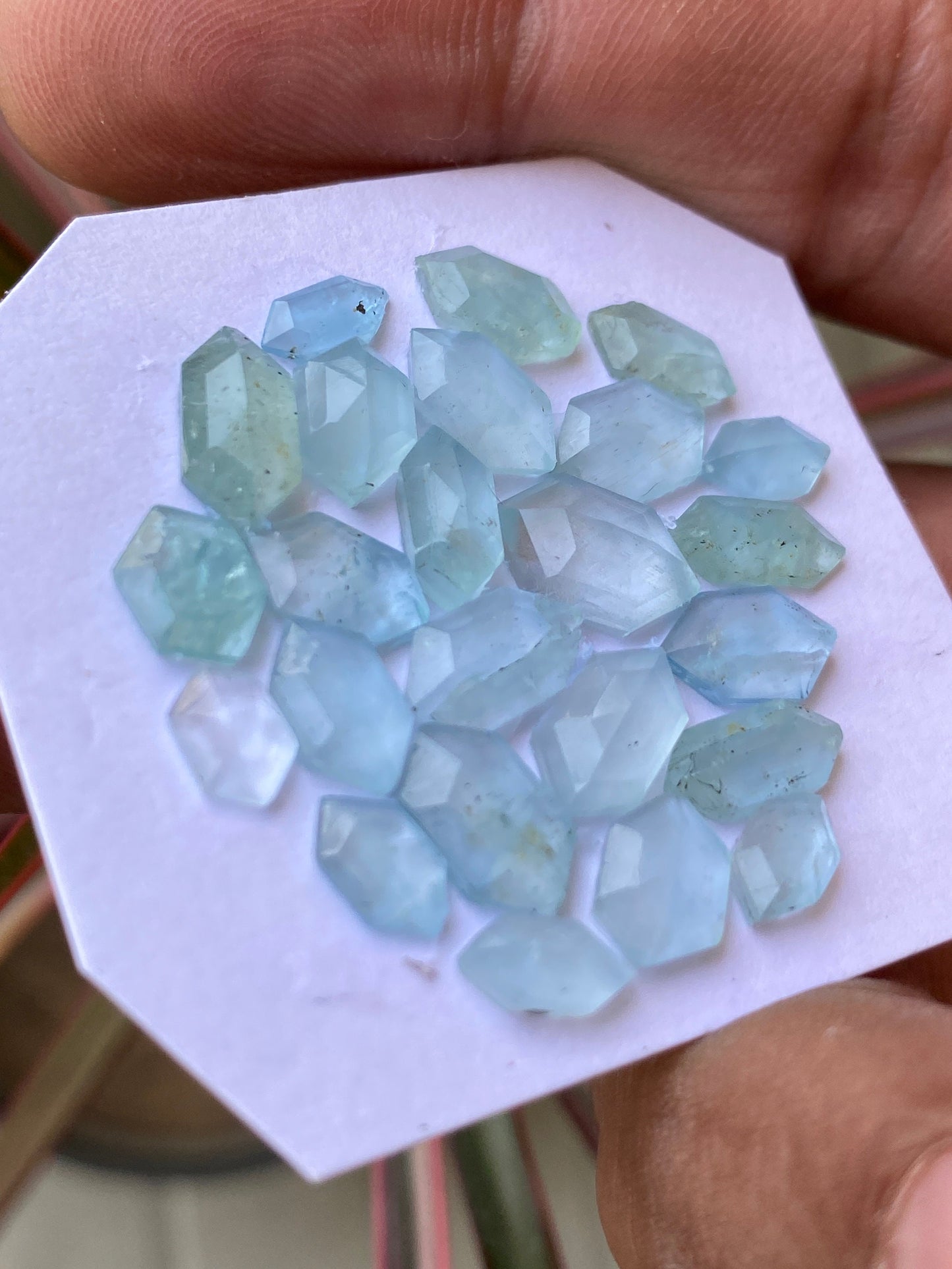 Stunning  natural aquamarine step cut hexagons  wt 21 carats size 5.8x5mm-10x6.8mm pcs 24 aquamarine stepcut flatback gems