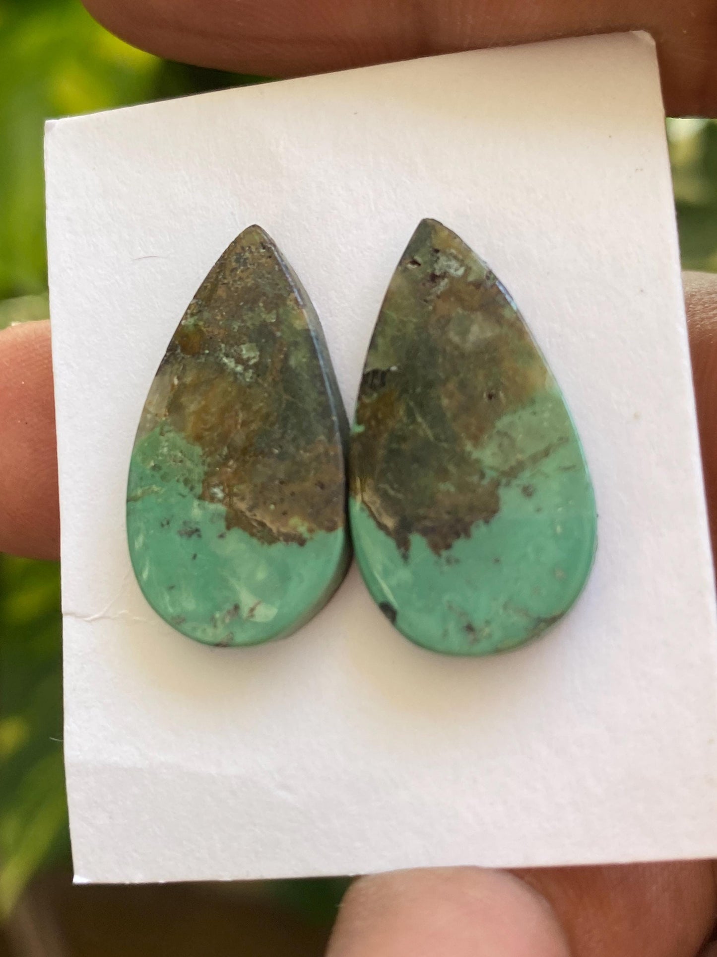 Turquoise pair big natural hubei mines stunning pattern  smooth turquoise pcs 2 wt 22.50 carats big size 25x14mm turquoise earrings supply