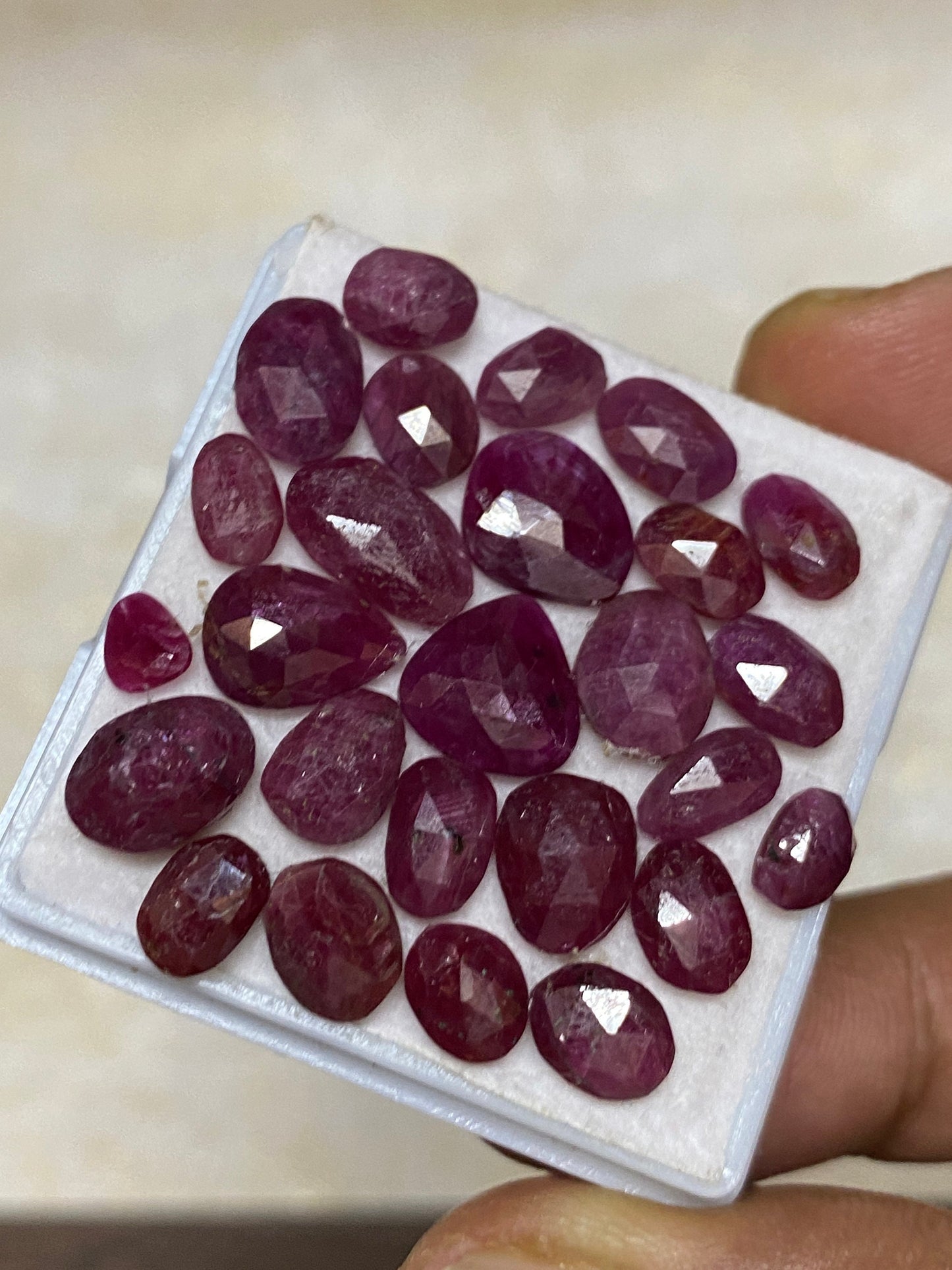 Amazing natural unheated untreated ruby rosecut flats amazing color mixed shapes wt  cts pcs 26 size 5.4x4.3mm-9.5mm ruby rosecut