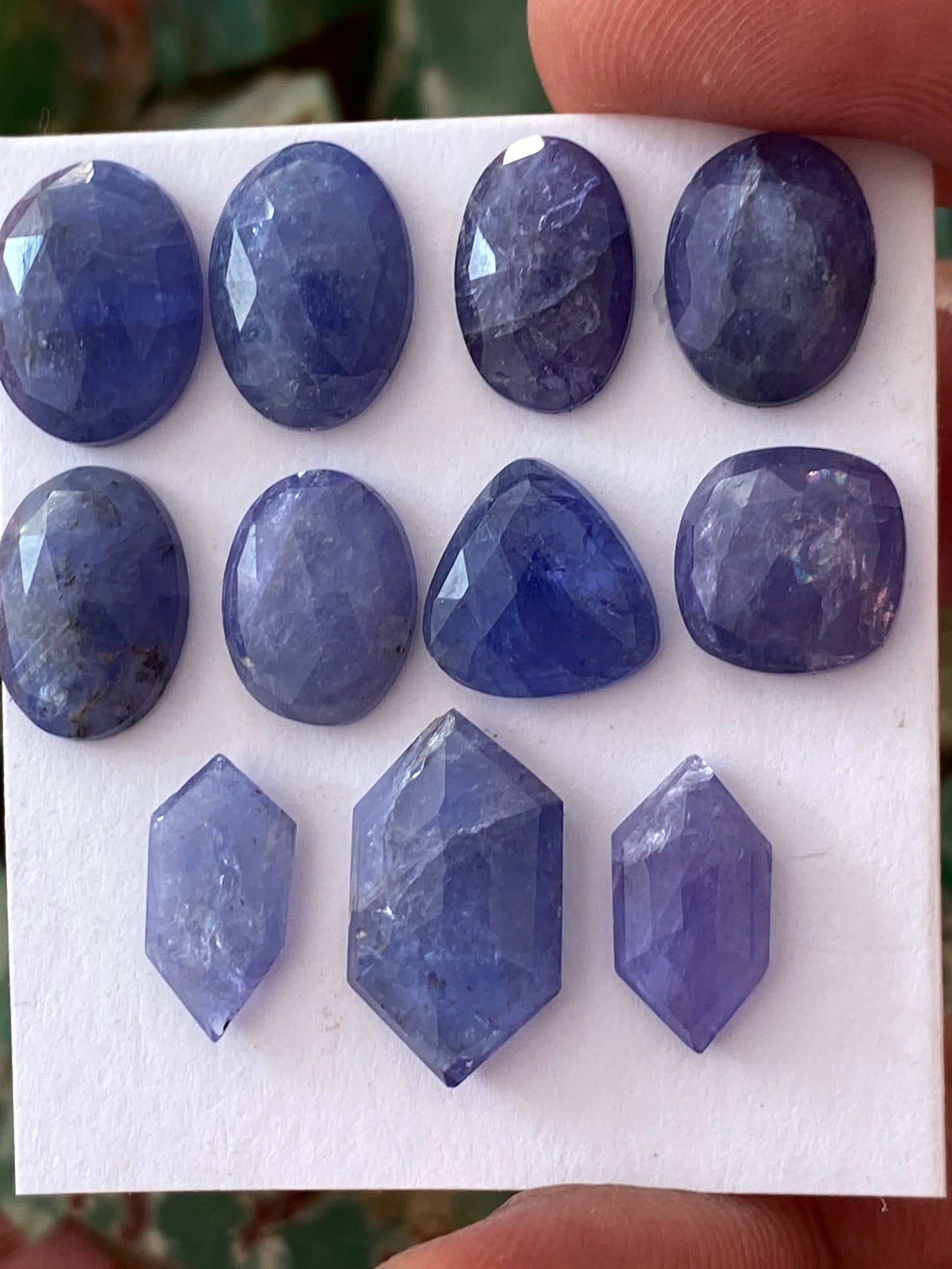 Wow Rare set tanzanite rosecut flats hexagon tanzanite weight 40 carats size 11x9mm-16x10mm pcs 11 rosecut tanzanites flatback gems