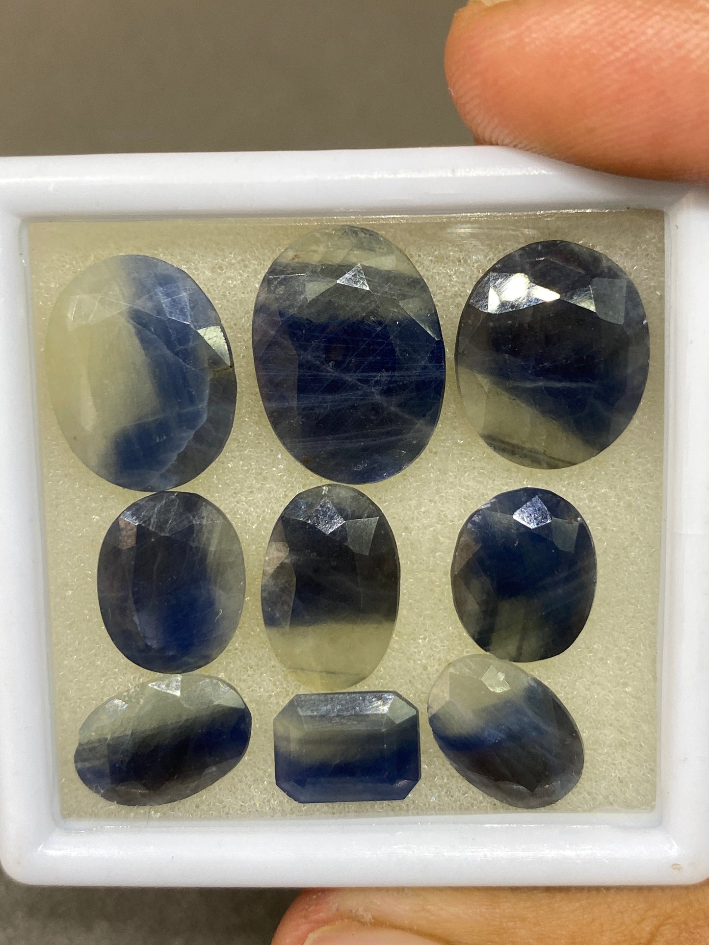 Extremely rare bi color sapphire cut stones pitambri yellow blue sapphire cut mix shapes ring size 10x8-17x13mm cut stones pcs 9 wt 80 cts