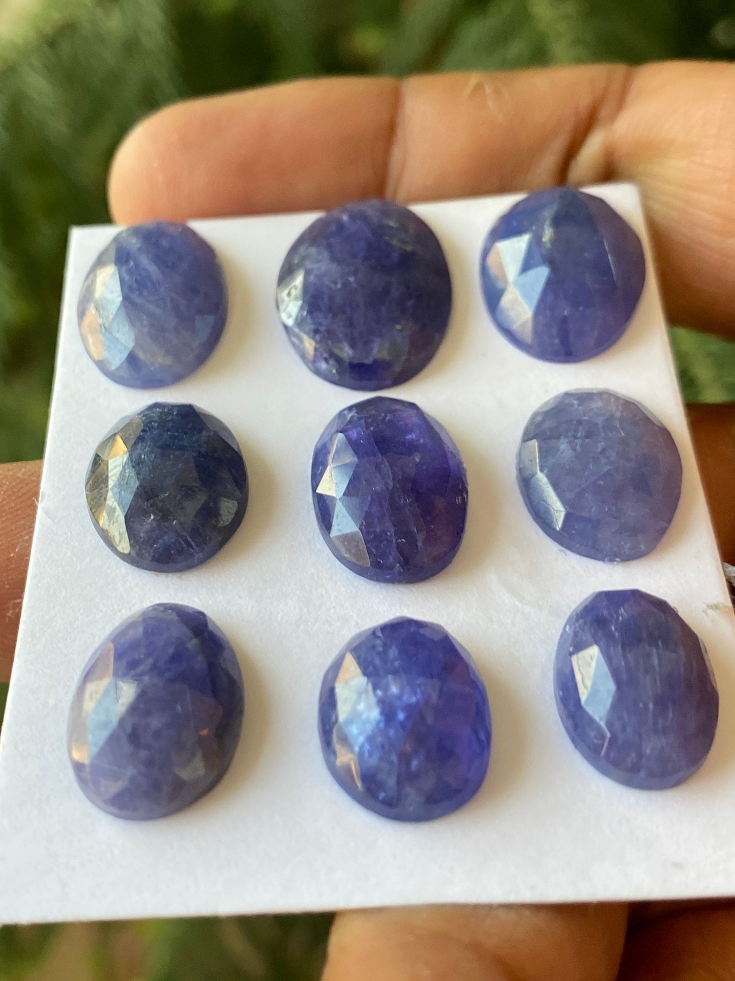 Fascinating  Rare set tanzanite rosecut flats weight 86 carats size 12x10-17x13mm pcs 9 rosecut tanzanites flatback gems