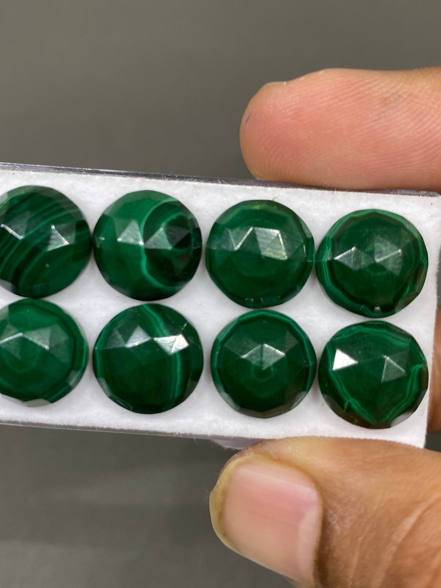 Malachite Round rosecut wholesale lot weight 55 carats pcs 8 size 12mm flatback gems malachite round rosecut