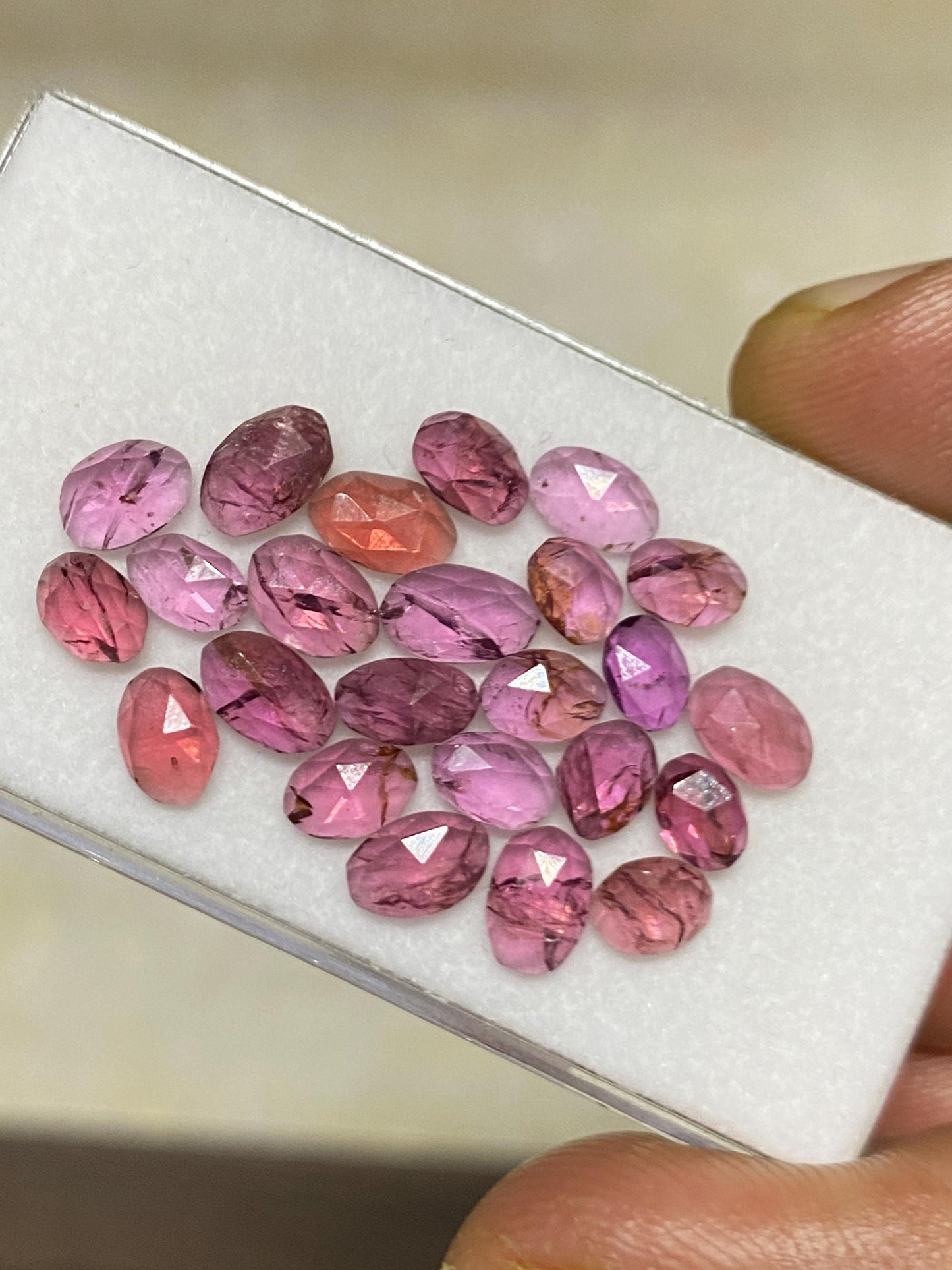 Rhodolite pink garnet Rosecut size wt 13.50 cts pcs 25 size 5.2x3.6mm-6.8x4.5mm lovely pink garnet Rosecut rhodolite garnet slices