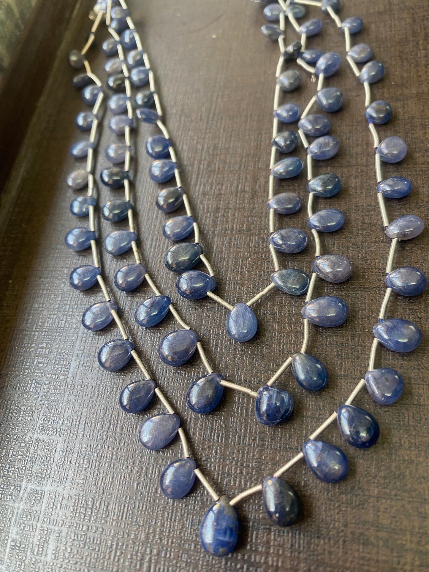 Rare Natural Blue sapphire smooth polished pear necklace   wt  carats size  rare blue sapphire smooth polished blue sapphire pear necklace