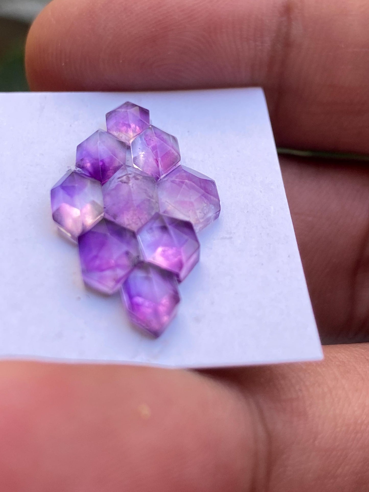 Stunning amethyst hexagon stepcut gems weight 7.80 carats pcs 9 small size 6x4-7x5mm amethyst hexagon stepcut gems