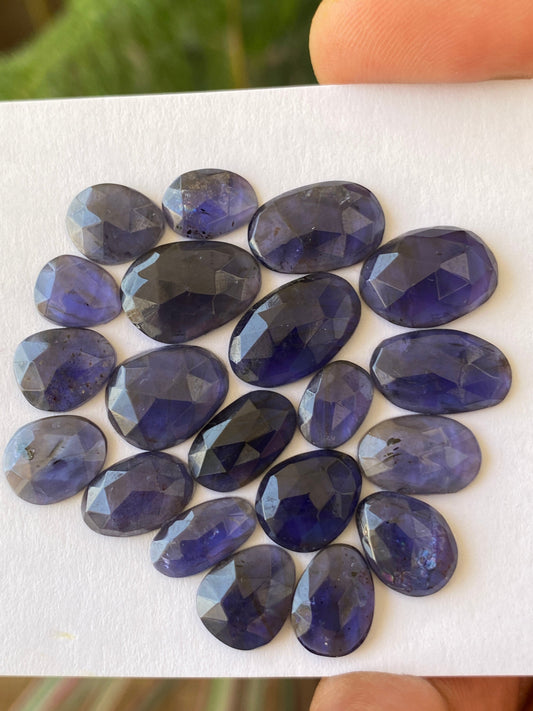 Stunning Rare iolite rosecut wholesale lot fine quality weight 39 carats size 9x7mm-15x11mm pcs 20 iolite rosecut