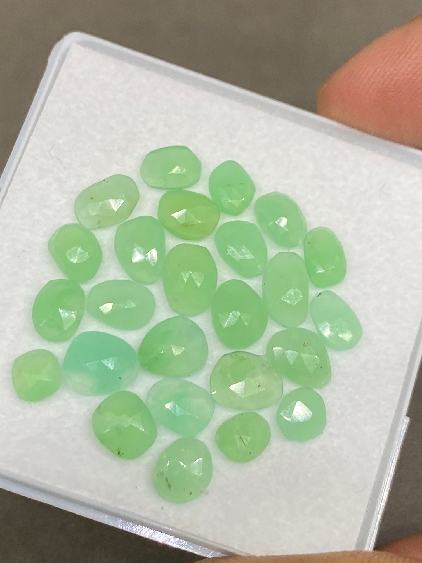 Nice Chrysoprase rosecut light green wholesale lot good quality wt 15 cts pcs 25 small size 5.3x5mm-8.4x5mm chrysoprase rosecut