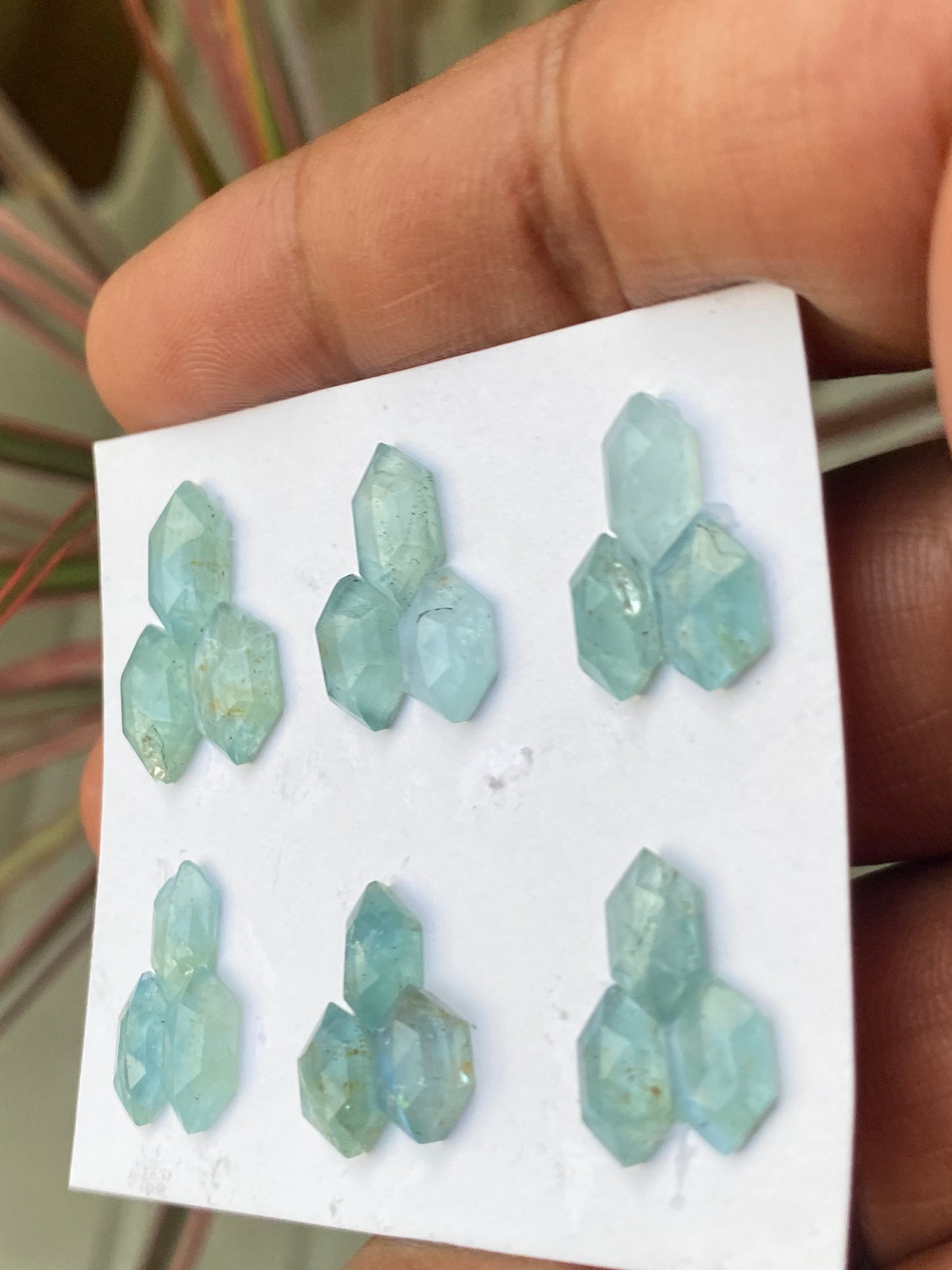 Stunning aquamarine hexagons stepcut wt 22.5 carats size 9.4x6mm-12x6mm pcs 18 aquamarine stepcut flatback gems